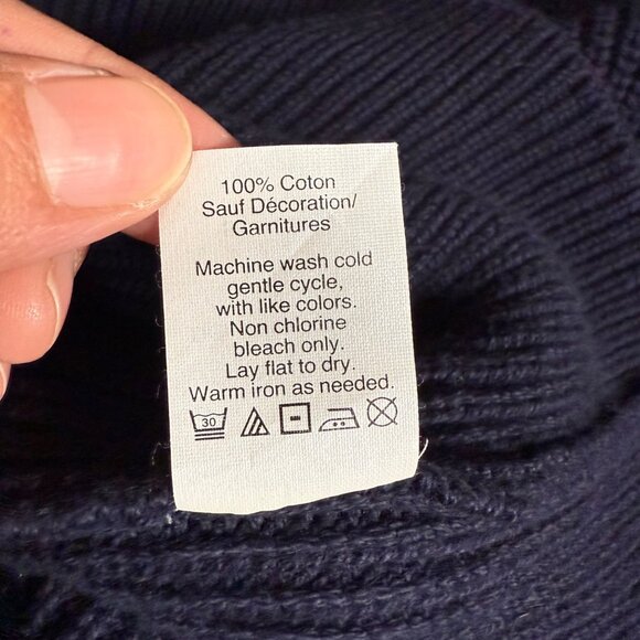 J.Crew Sweater Men's Large Suede Shoulder Patch Blue Woodsman Military Knit - Picture 4 of 12